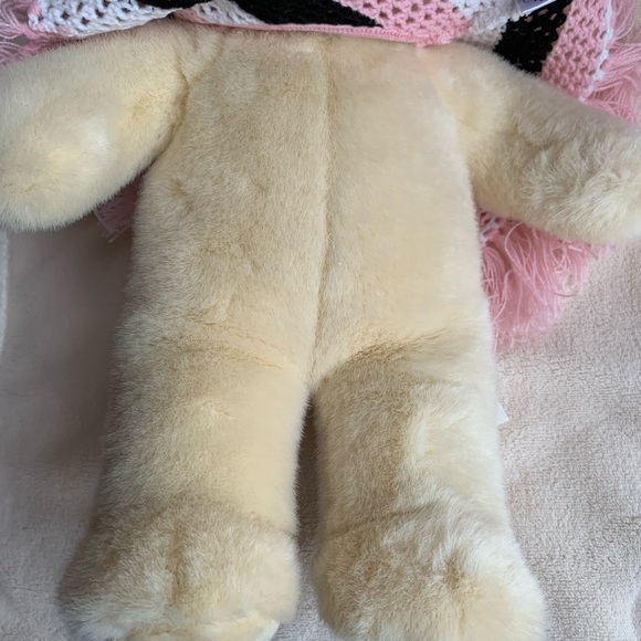 Build A Bear Workshop Plush Little Vanilla Bear Cub Stuffed Animal Toy w Poncho - Picture 5 of 7